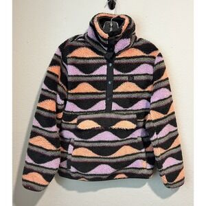 Billabong Adventure Division Fleece Jacket Women's Small 1/2 Snap Geometric